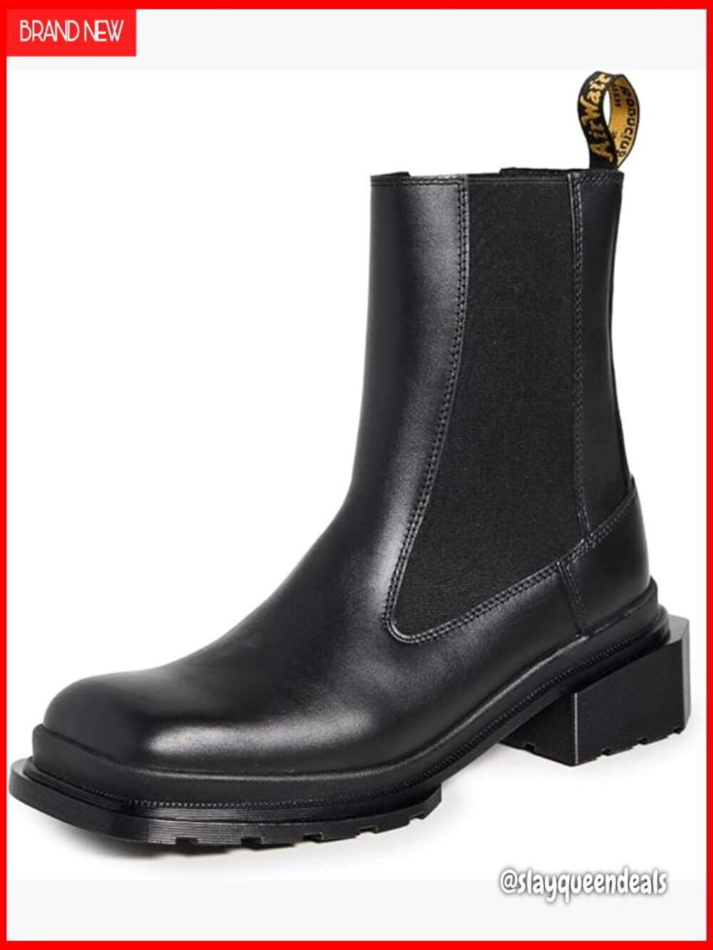 Square Toe Chelsea Boots Slip On Ankle Booties Leather